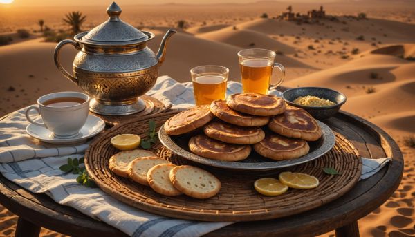 Pains ronds traditionnels et msemen feuilleté du ramadan