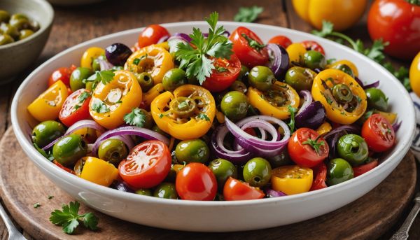 Salade marocaine de tomates et poivrons grillés fondants